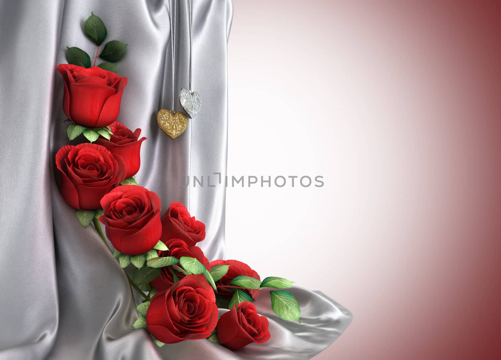 isolate holiday background with roses, jewellery and fabric by denisgo