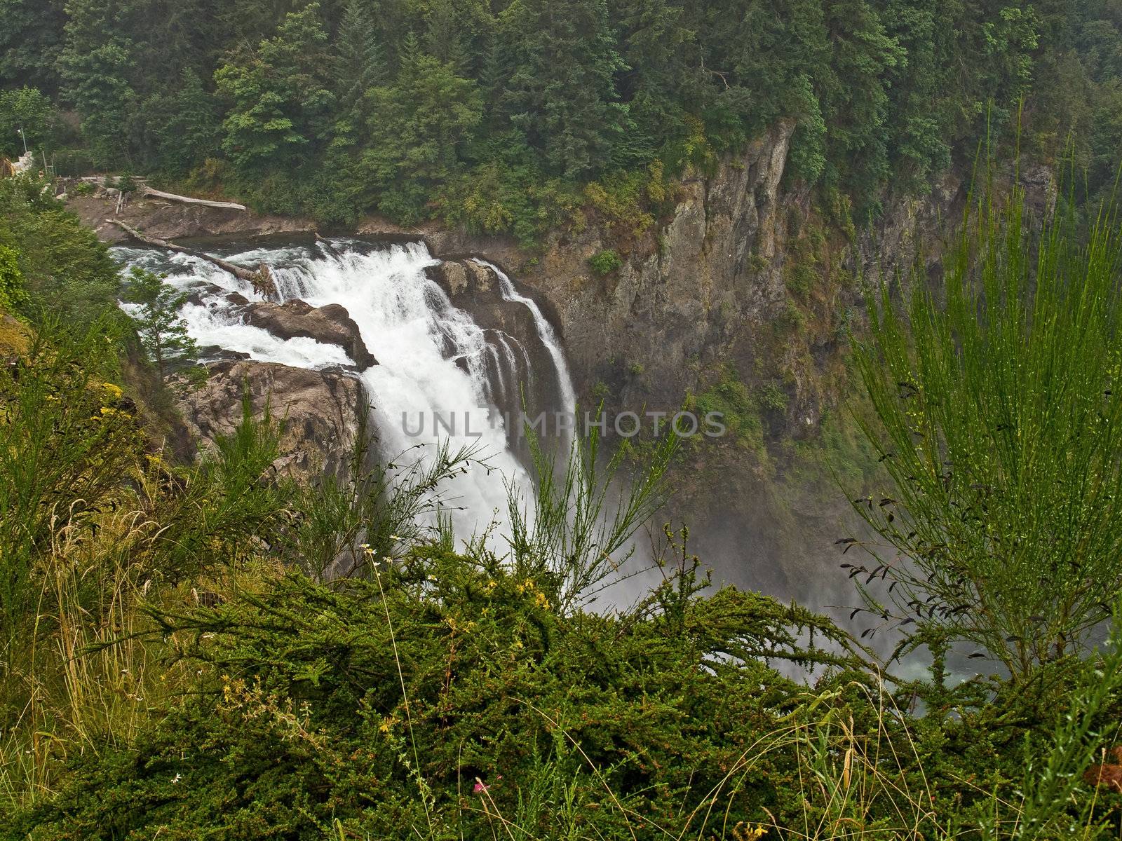 Beautiful Mountain Waterfall in Snoqulamie Washington USA by Frankljunior