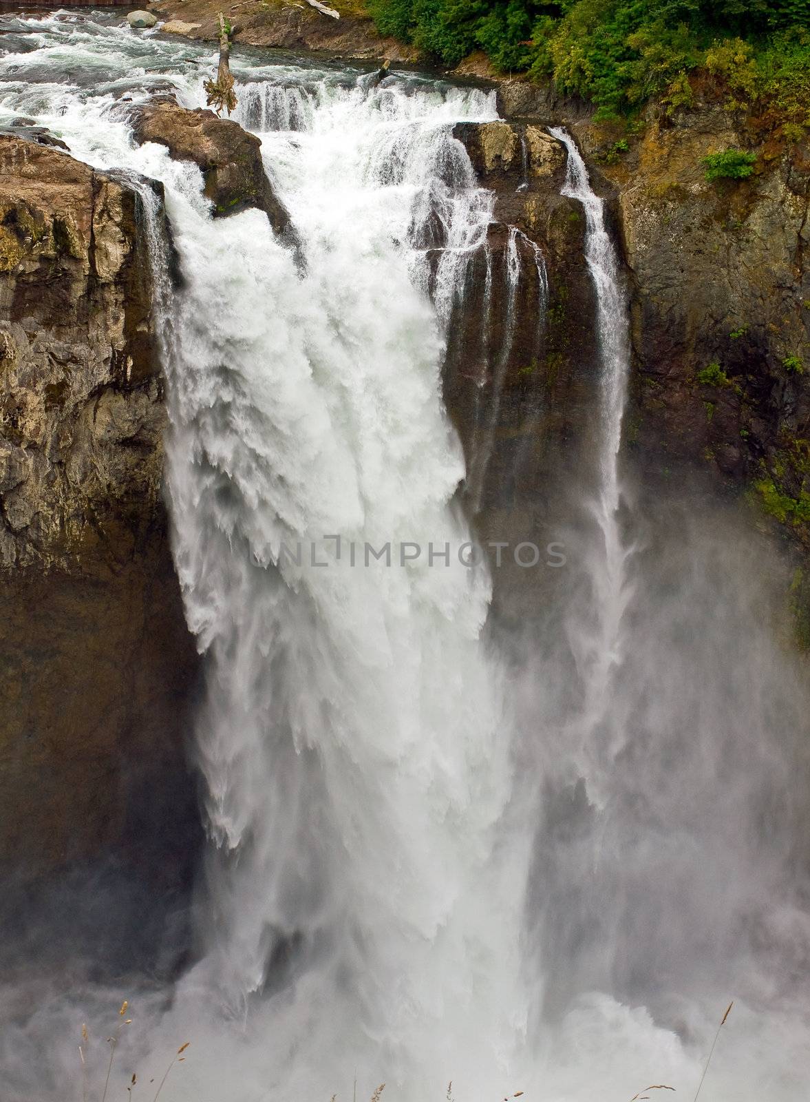 Beautiful Mountain Waterfall in Snoqulamie Washington USA