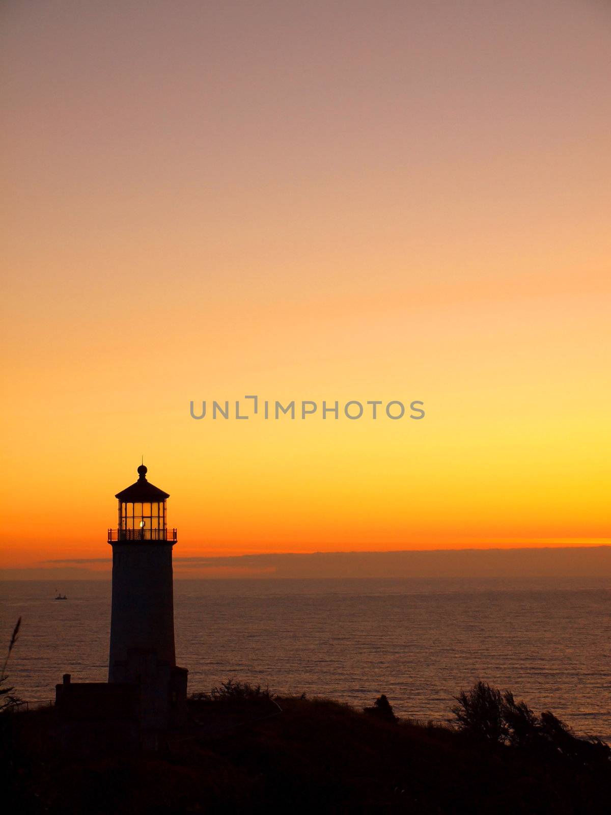 Lighthouse on the Washington Coast at Sunset