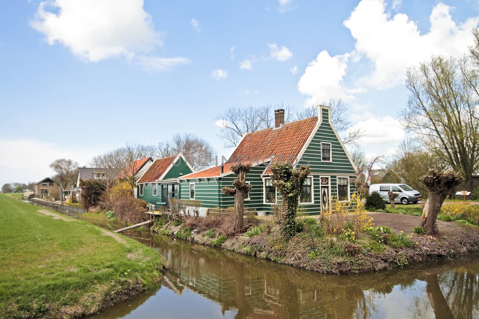 Old medieval wooden farmers house in the countryside from the Netherlands