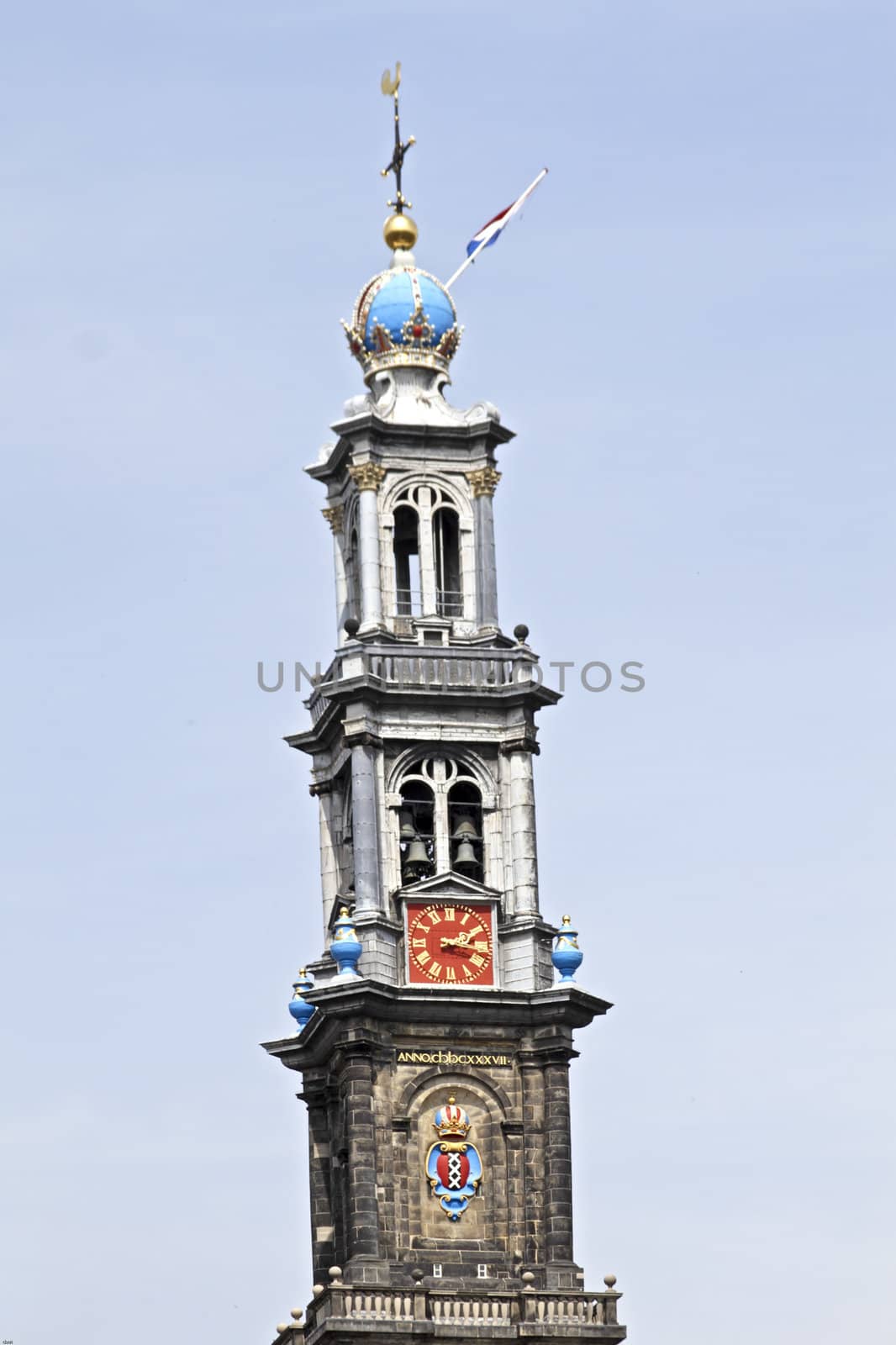 Tower from the Westerkerk in Amsterdam The Netherlands