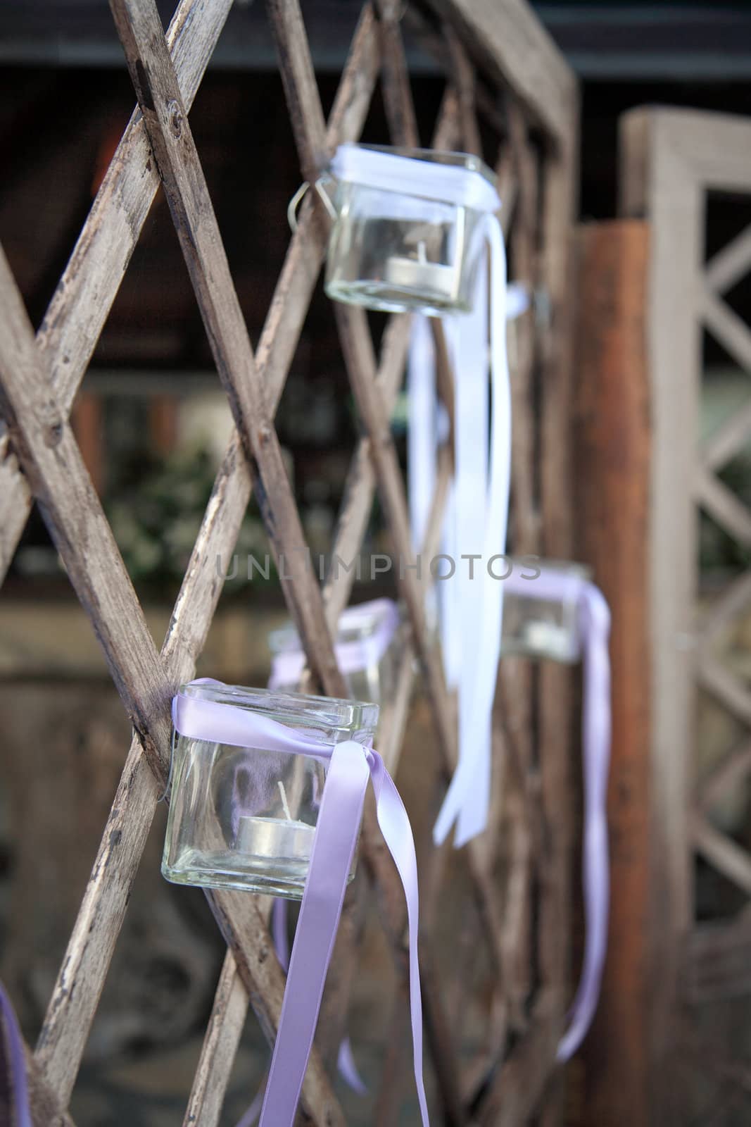 decoration of exterior with lantern made of glass