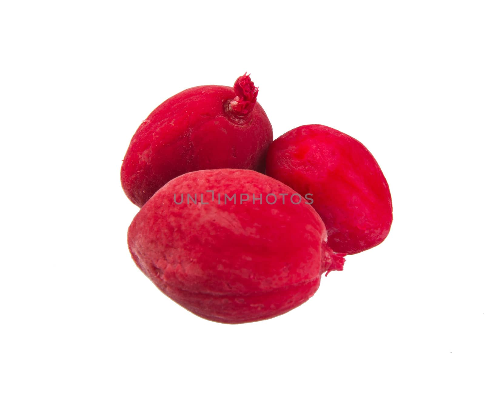 Dried preserved red peach on the background