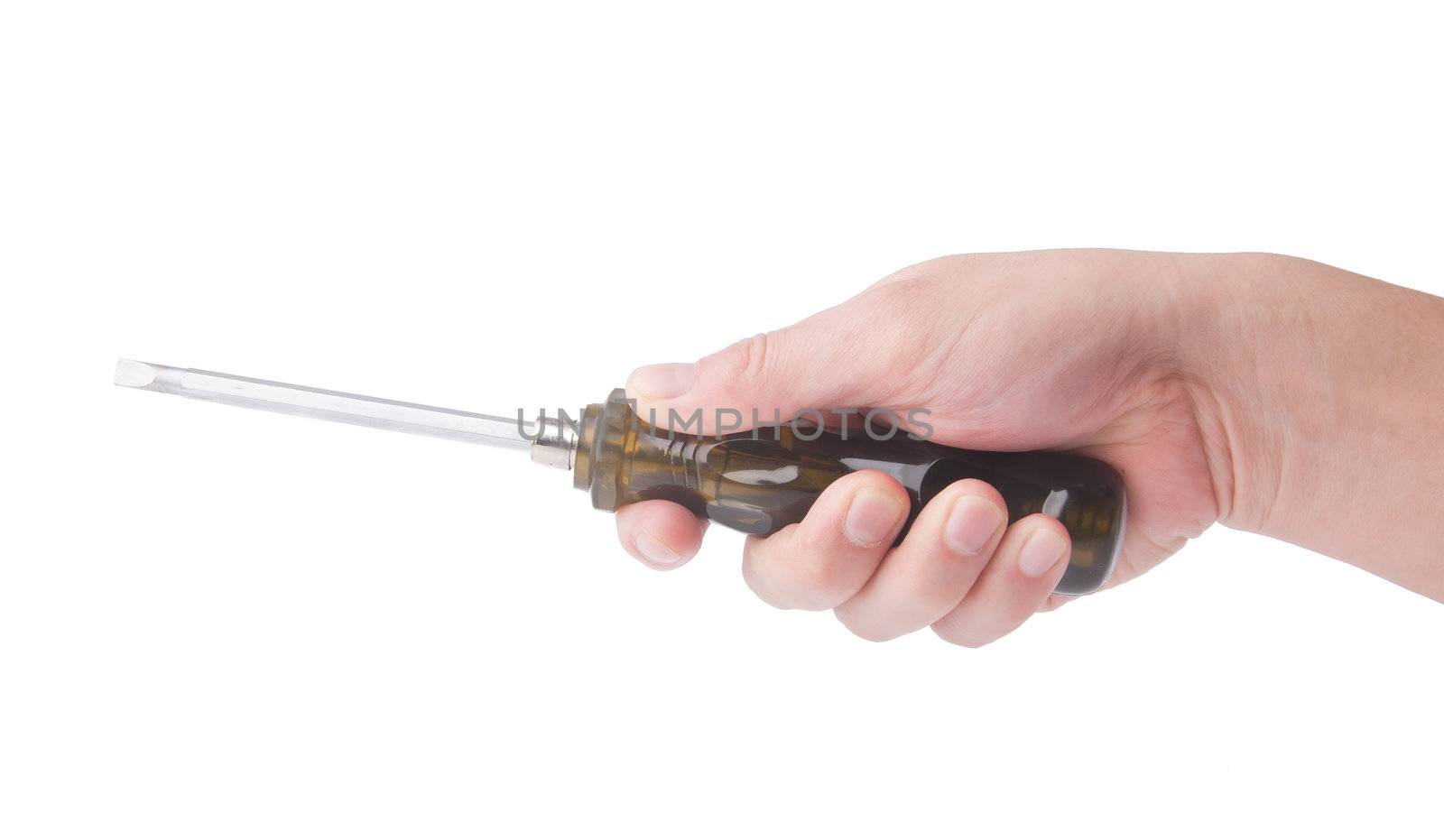 screwdriver. screwdriver in hand on the background