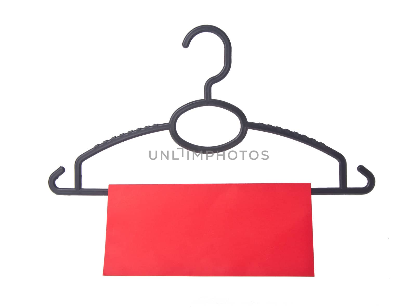 hanger. coat hanger with tag on the background
