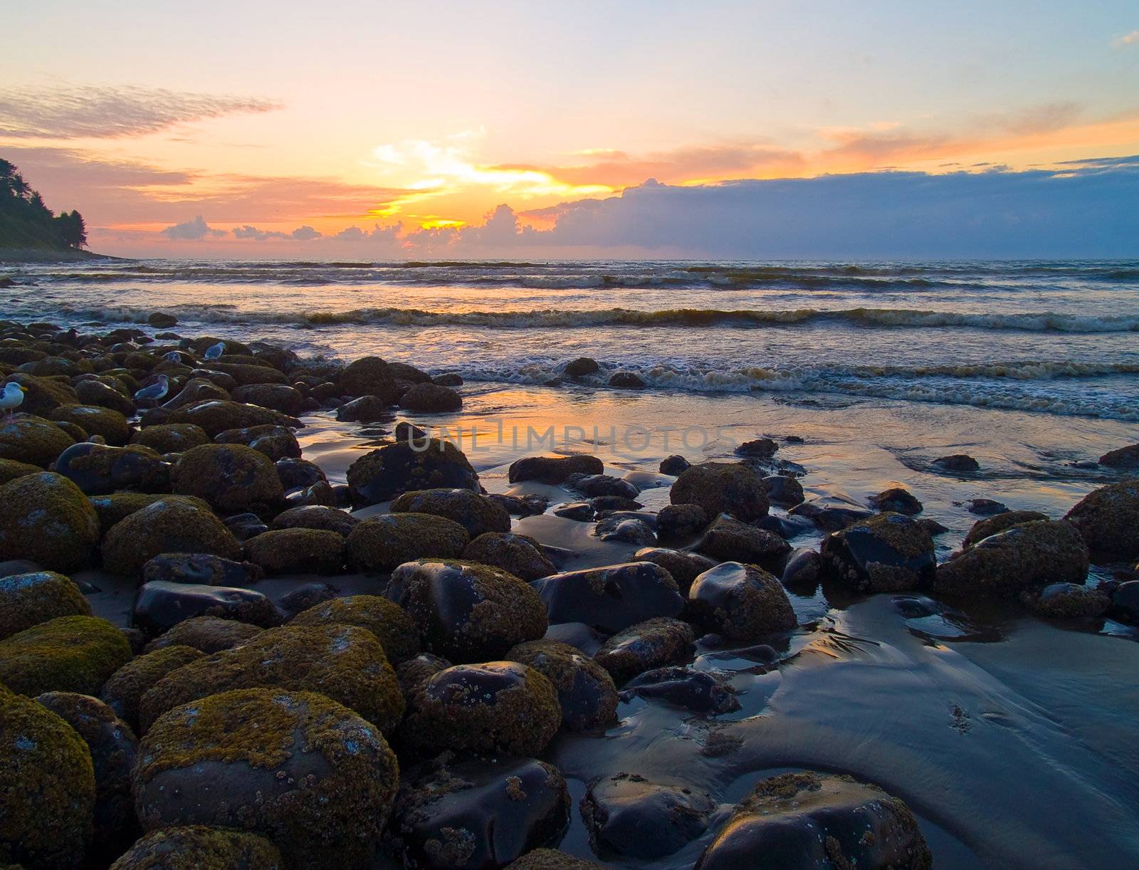 Fiery Sunset at a Rocky Beach on the Oregon Coast