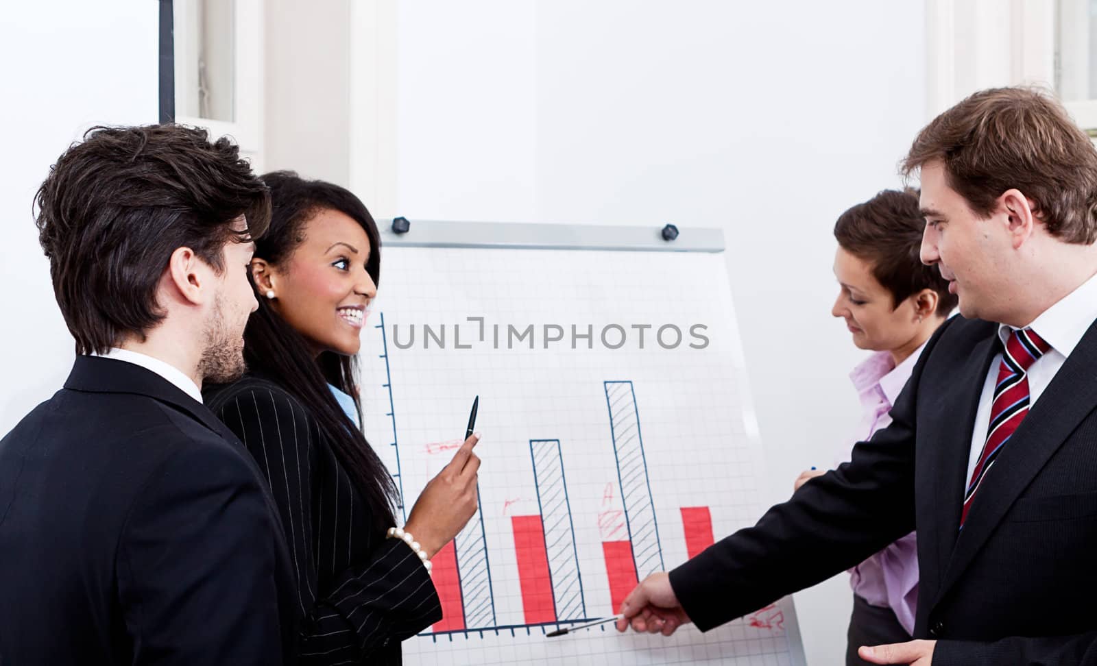 business team on table in office conference seminar presentation