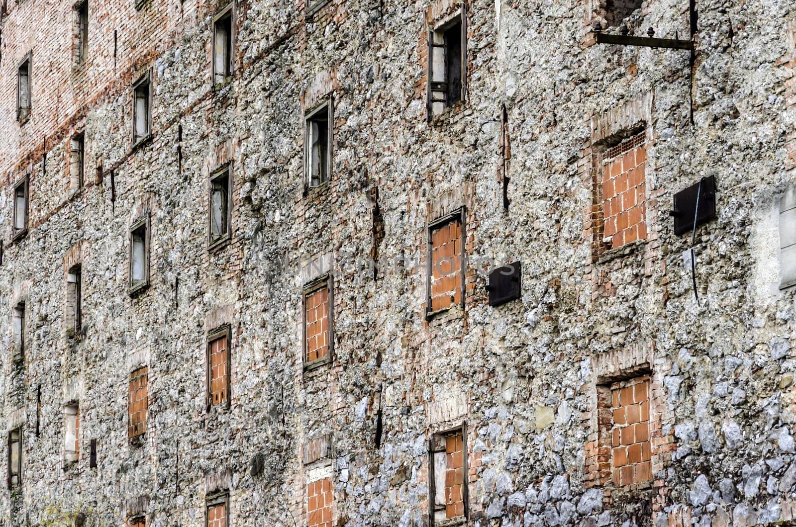 Facade pattern of old sugarplant in Ljubljana, Slovenia.