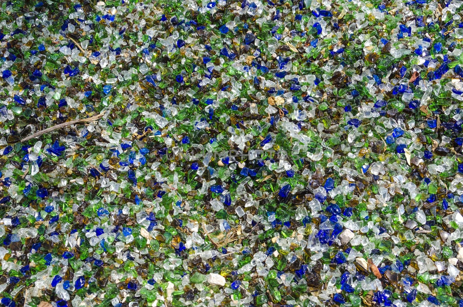 Close up view on glass gravel used for paving purposes