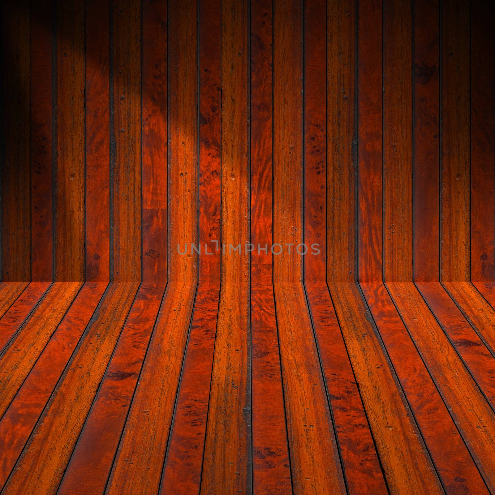 Wooden brown planks interior with illuminated