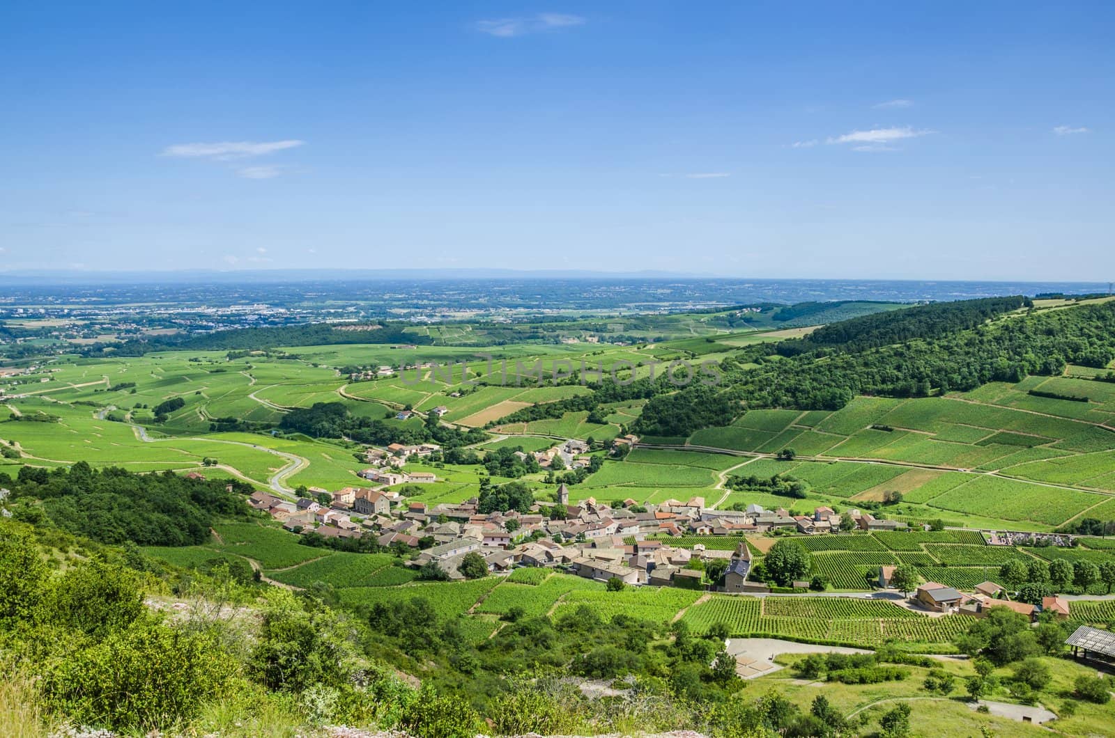 Old village Solutre-Pouilly with vineyards, Burgundy, France