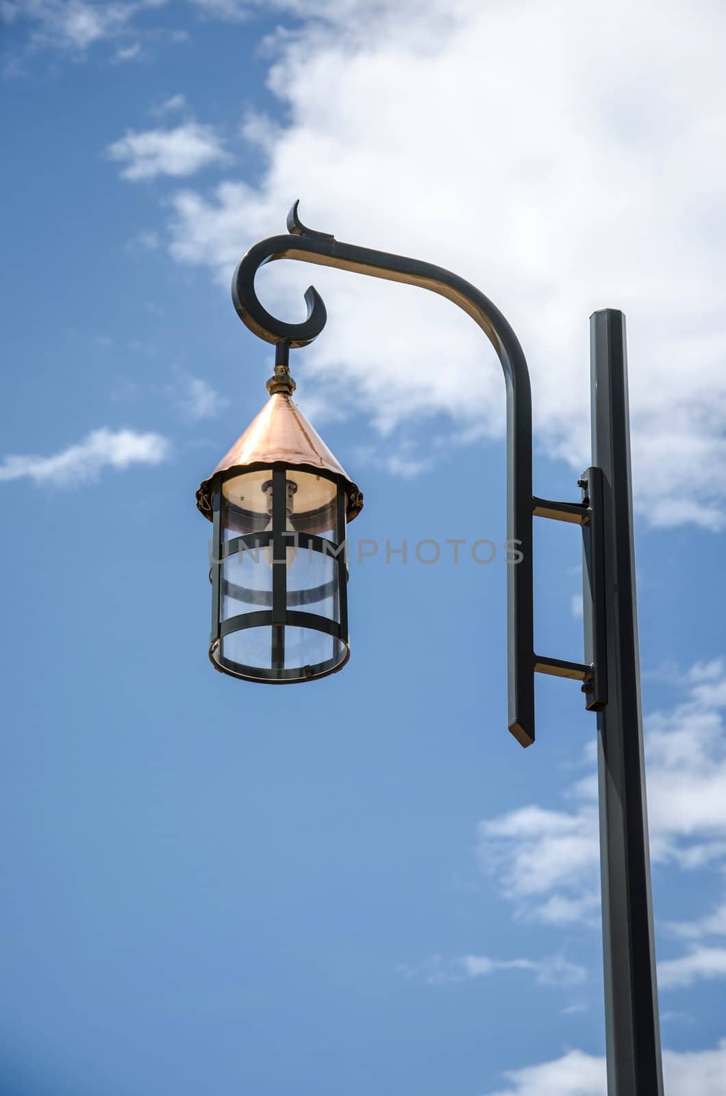 Old style street light closeup.