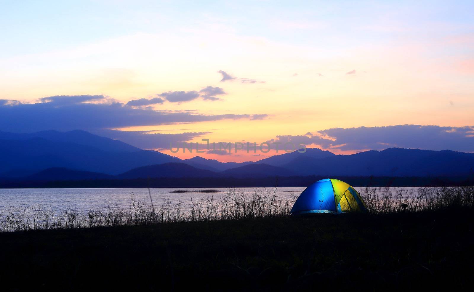 Campground beside the lake,National park,Thailand