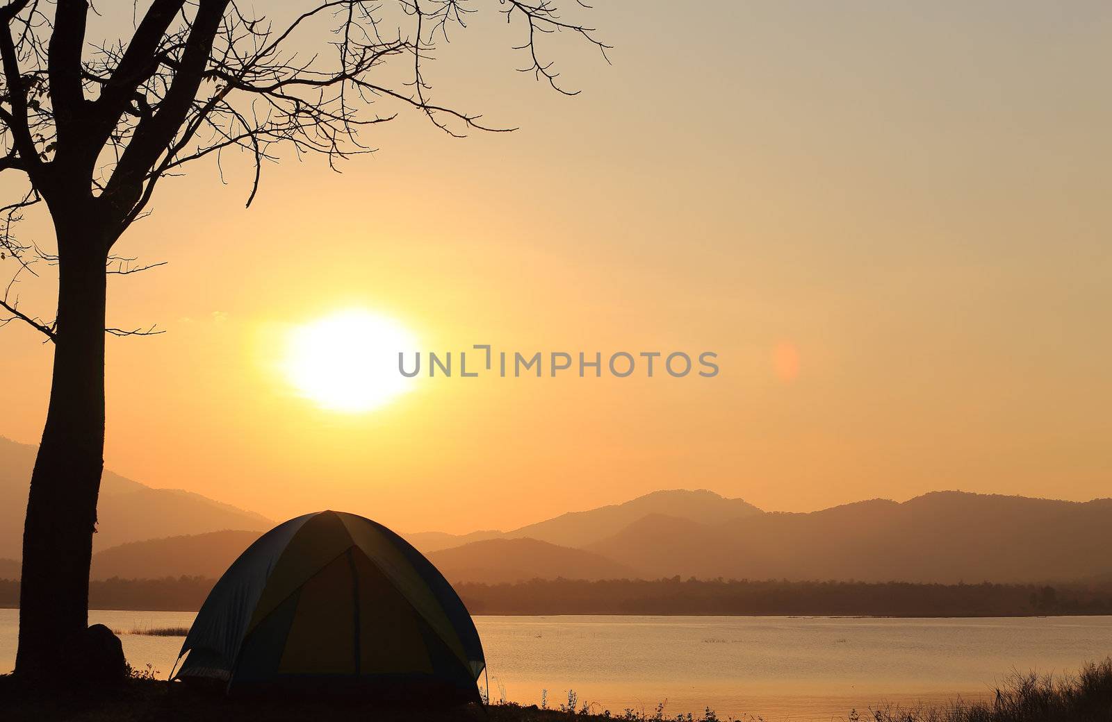 Campground beside the lake,National park,Thailand by rufous