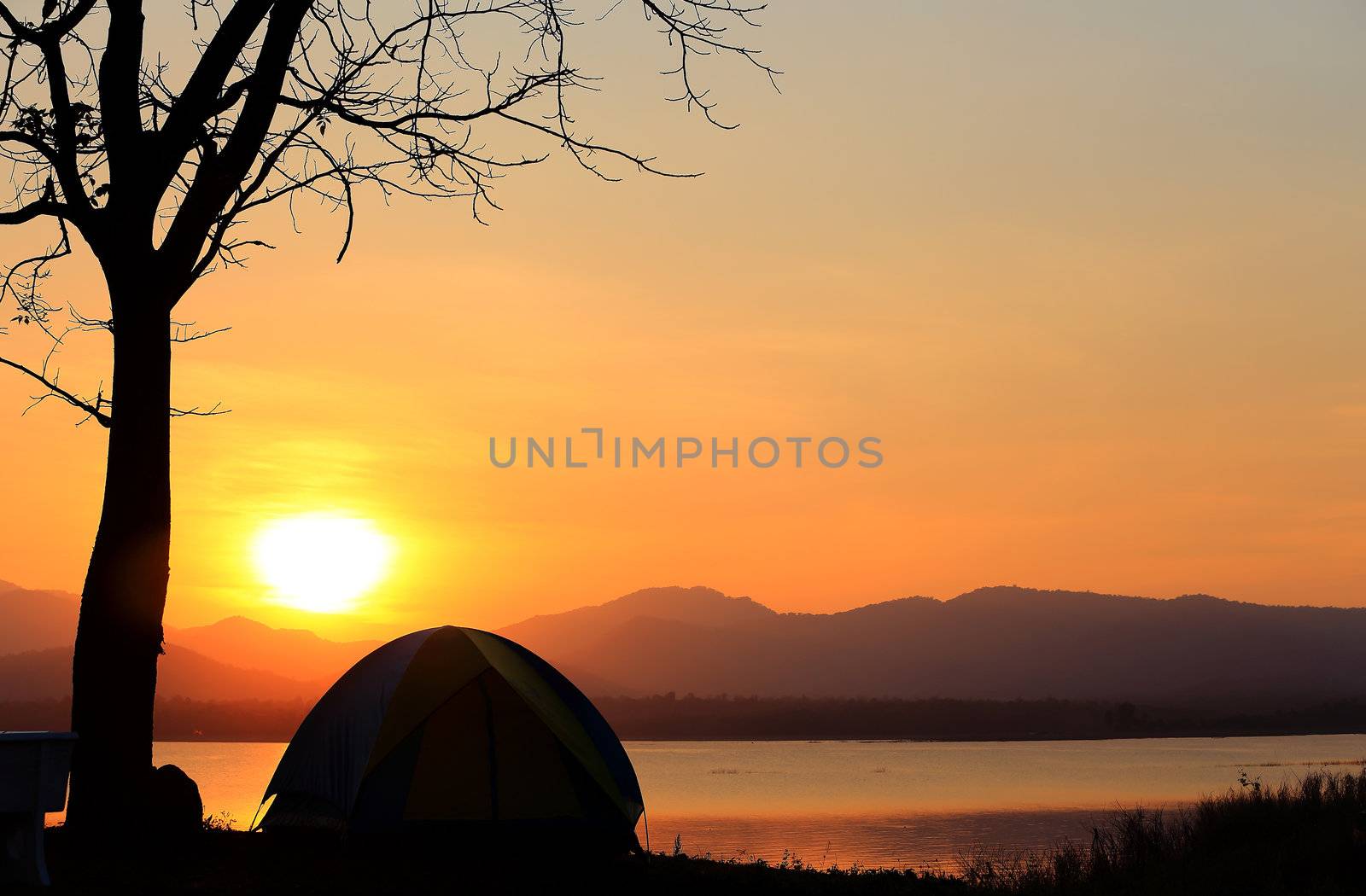 Campground beside the lake,National park,Thailand by rufous