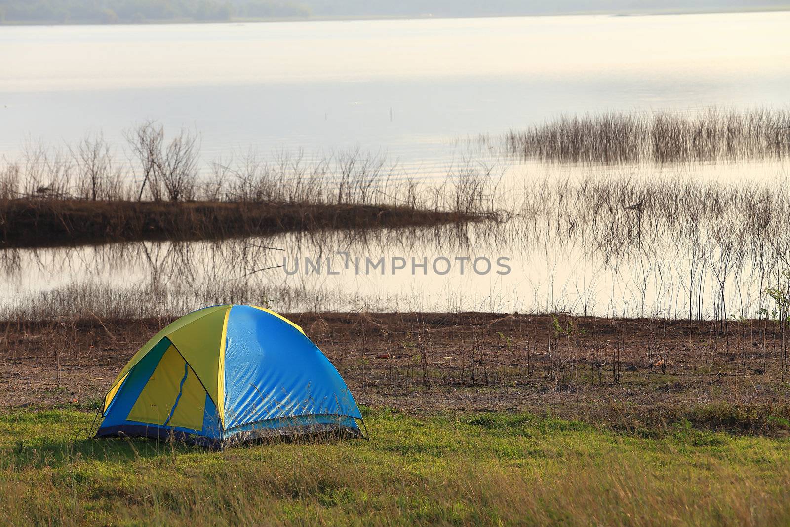 Camping place beside the lake