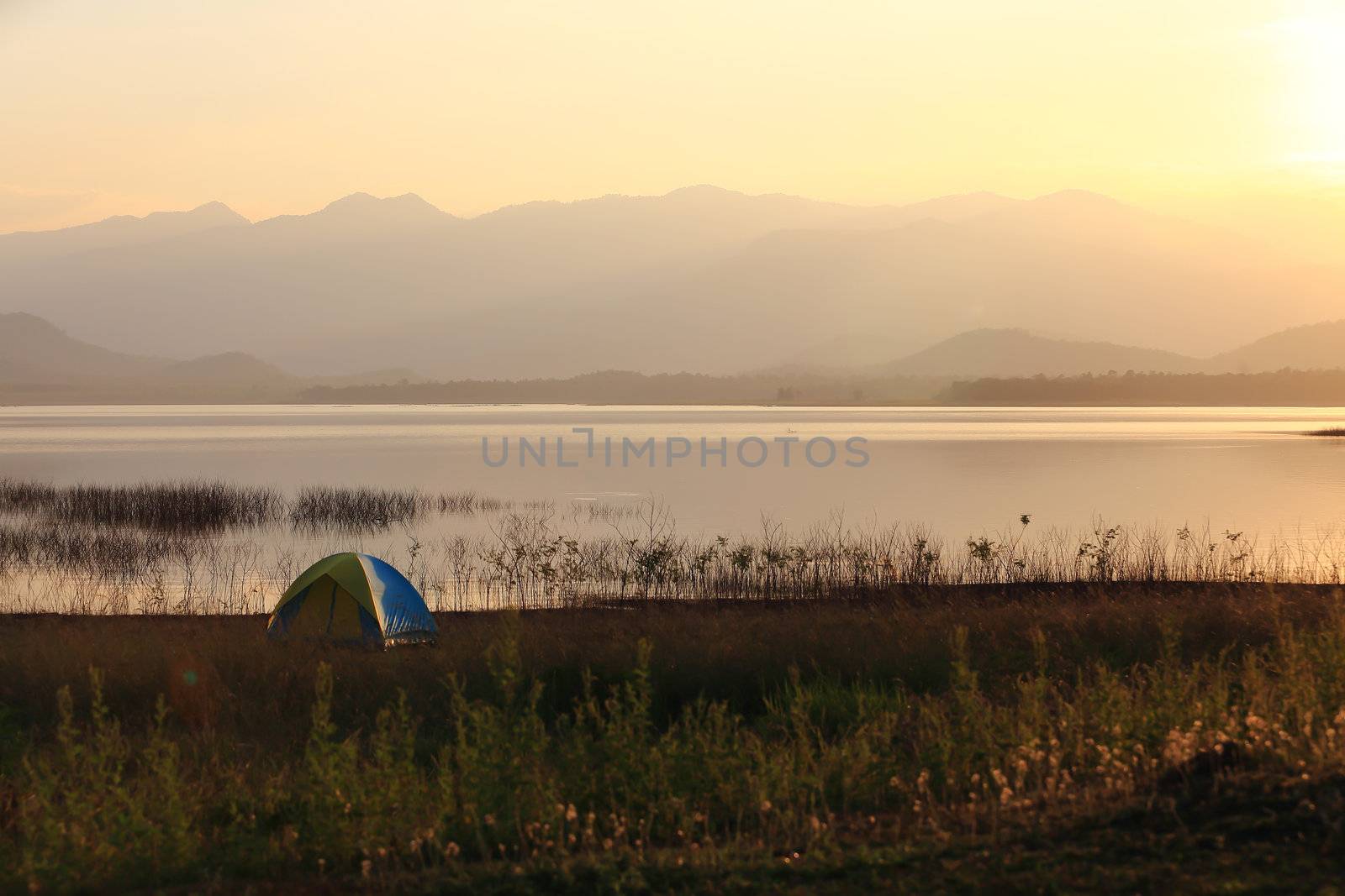 Campground beside the lake,National park,Thailand by rufous