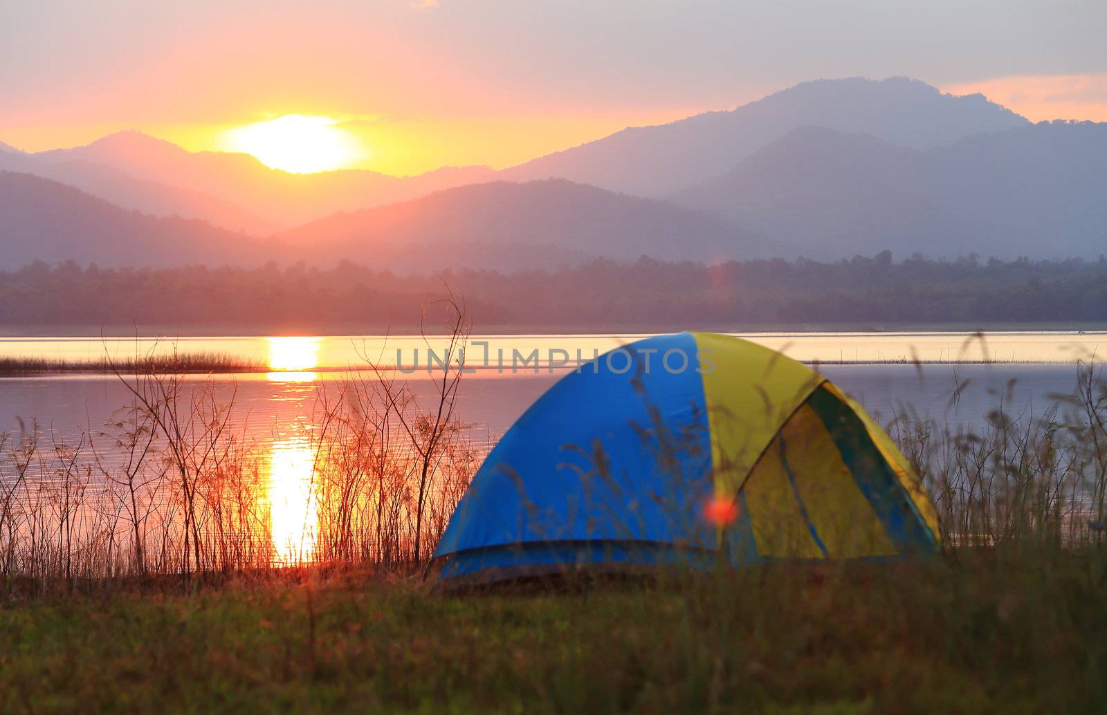 Campground beside the lake,National park,Thailand