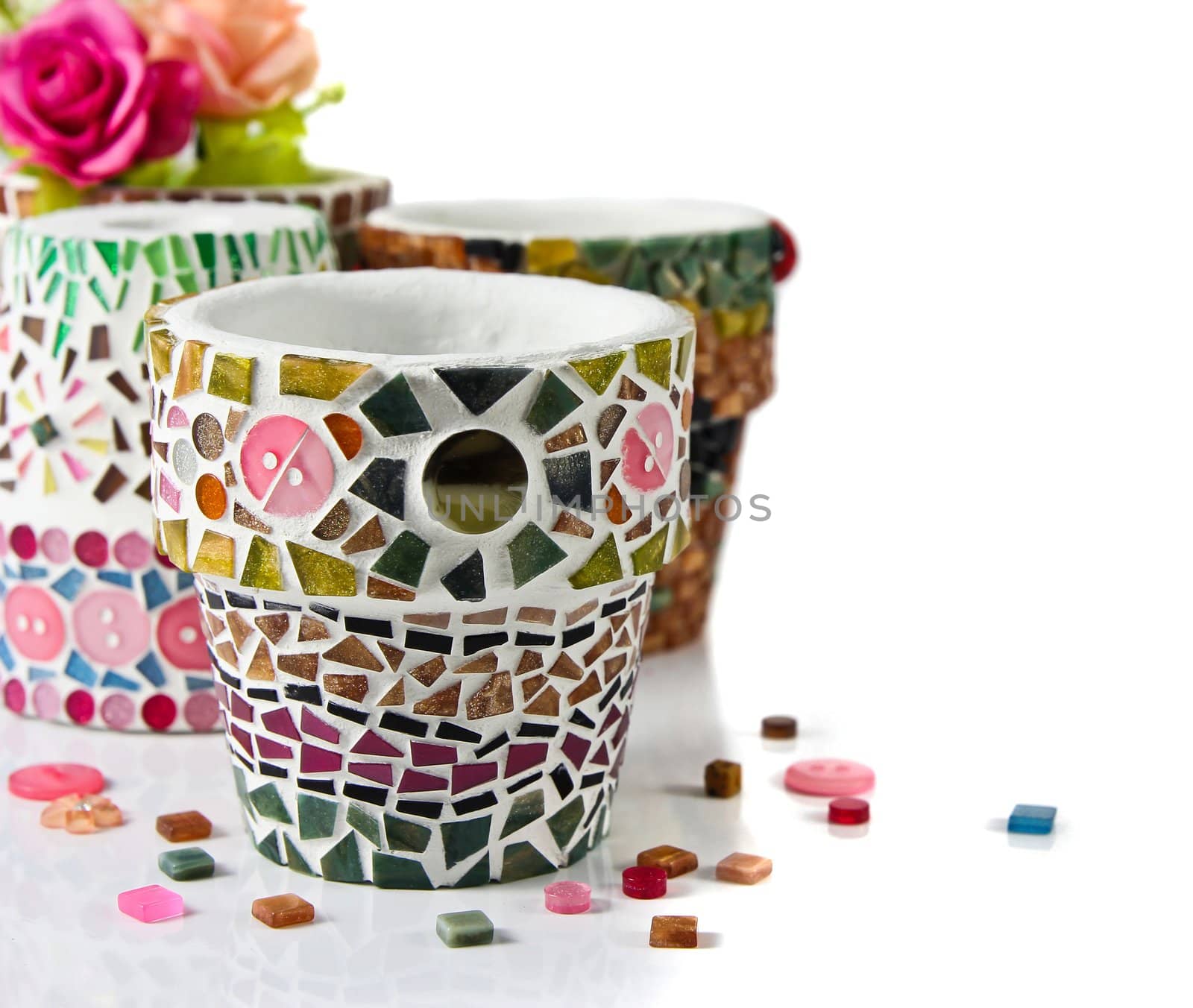 Mosaic flower pot. I made myself mosaic flower pot.