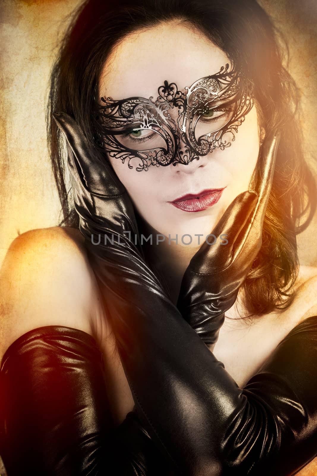 Widow sensual woman with artistic style Venetian mask