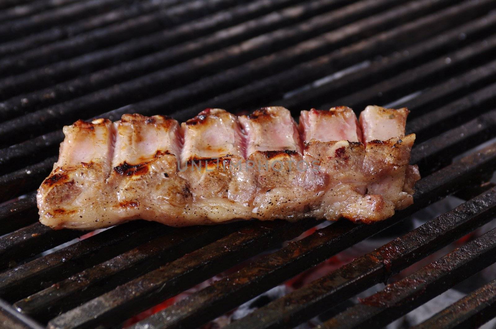 cooking meat  barbecue.meat lamb on rib