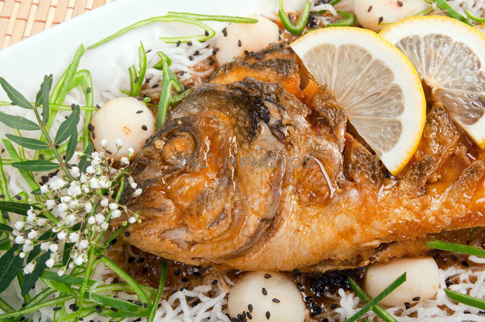Dolphin fish dorado  .Chinese style