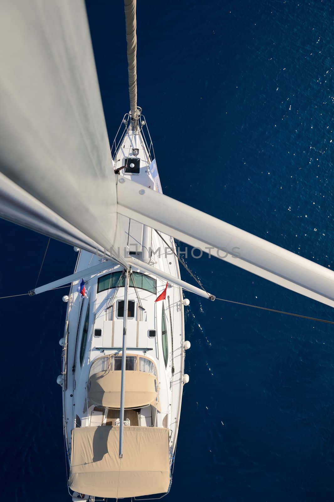 view from the mast on a sailing yacht by alvov