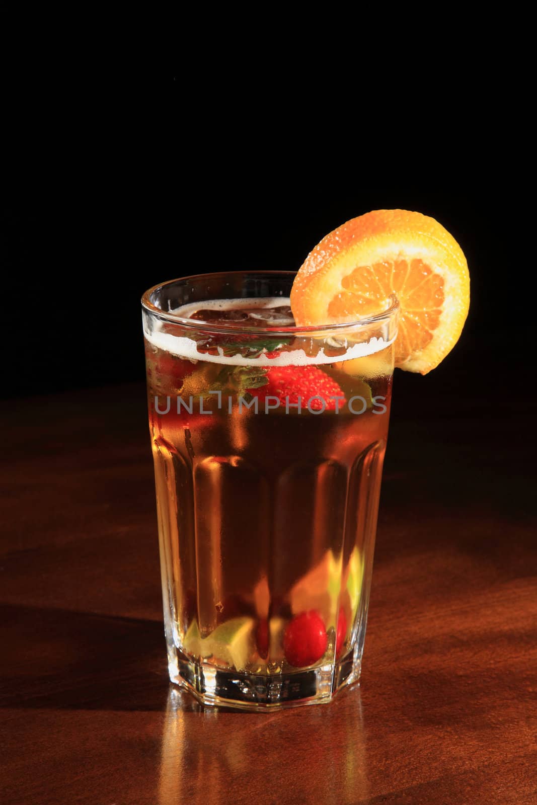 Cocktail Pimm's Cup on a black background