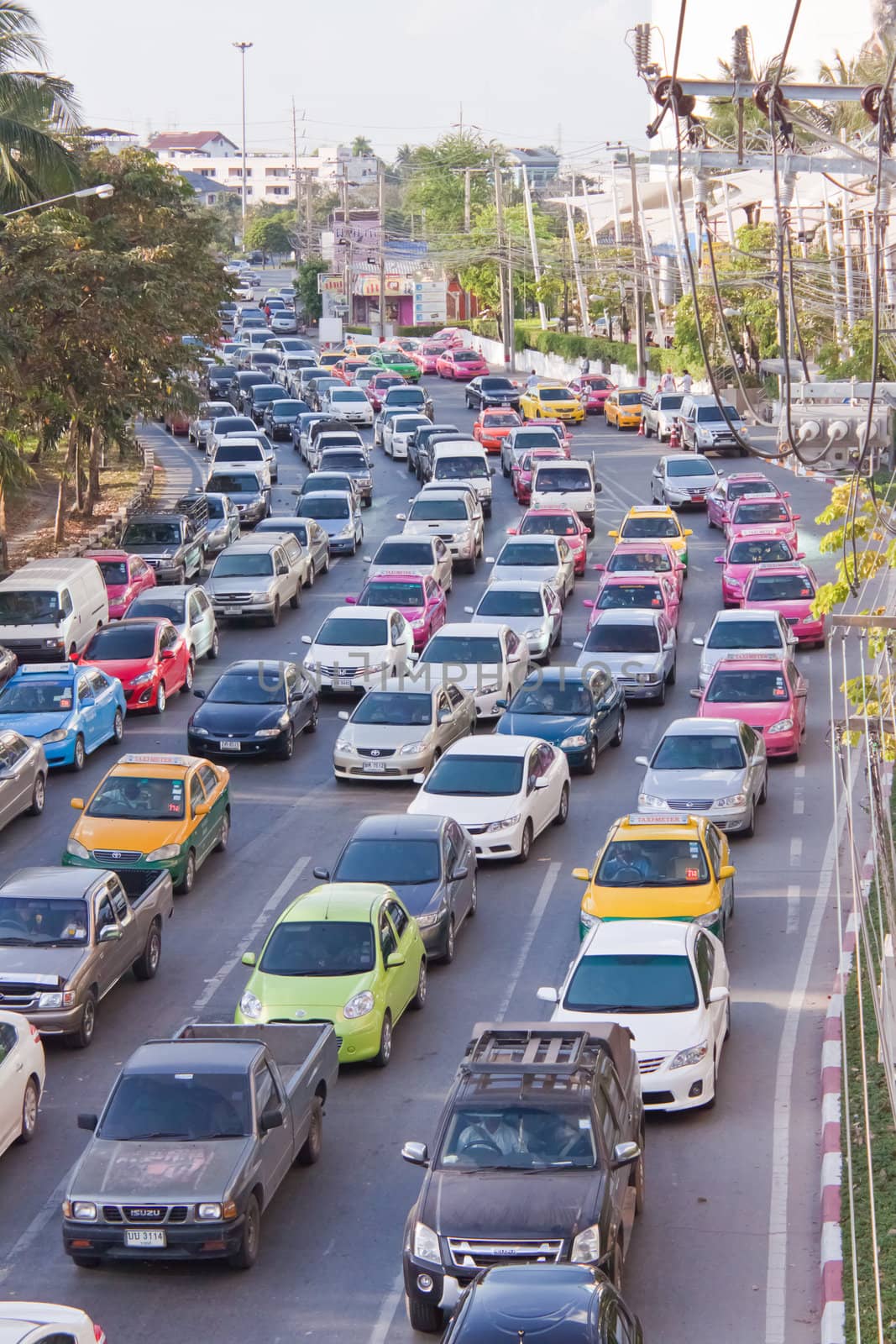 BANGKOK - DEC 23: Daily traffic jam in the afternoon on dec 23, 2012 in Bangkok, Thailand. Traffic jams remains constant problem in Bangkok despite rapid development of public transportation system.