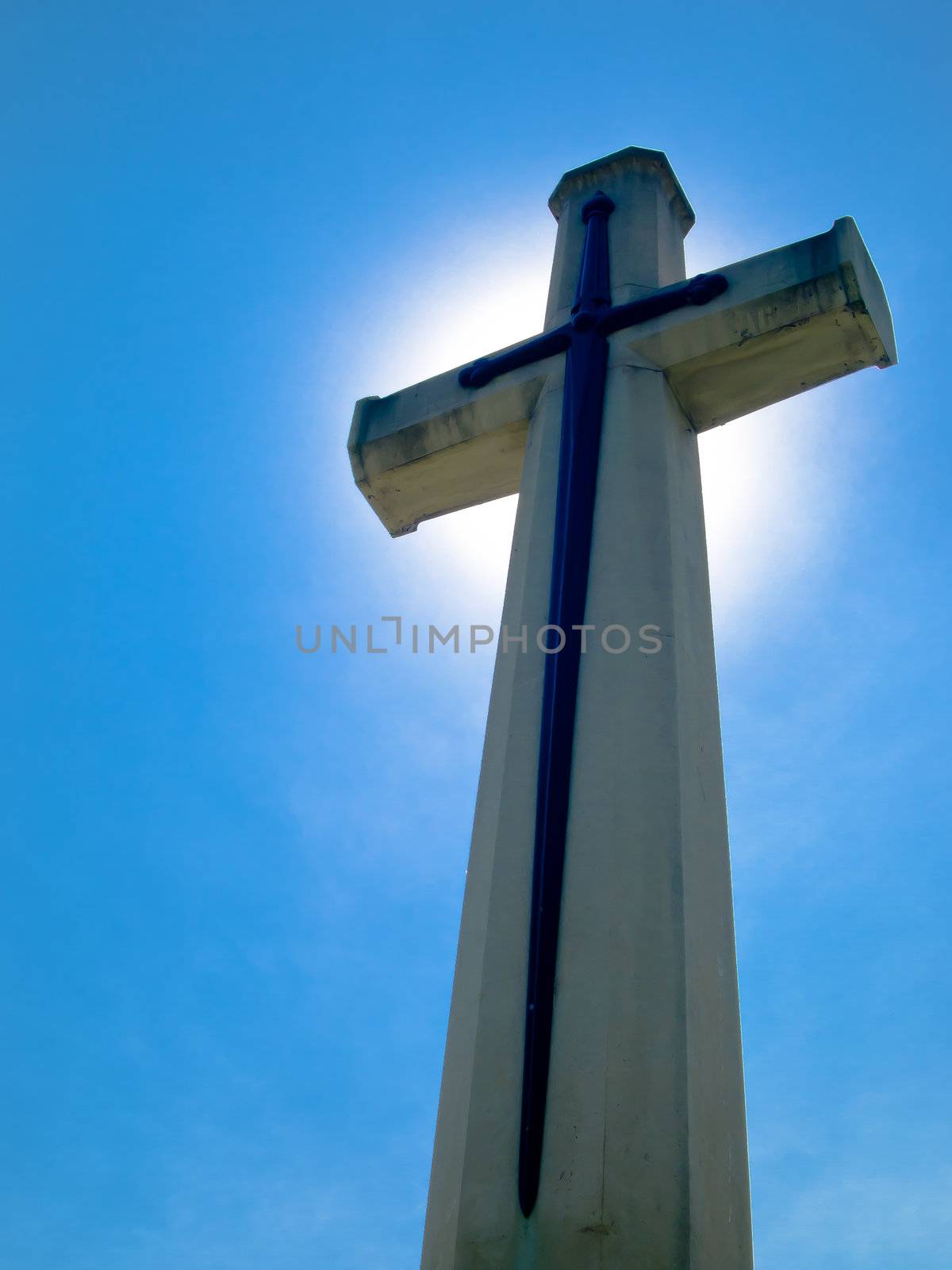 White Cross with blue sky by gjeerawut