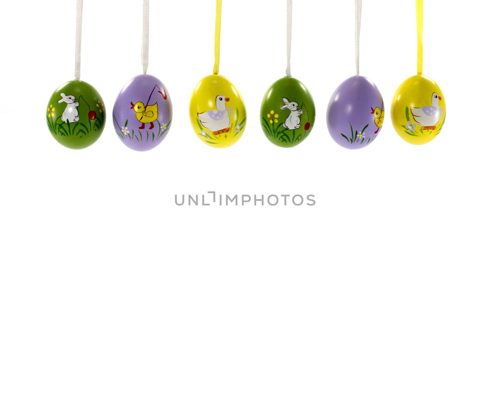 banner of easter eggs isolated on white