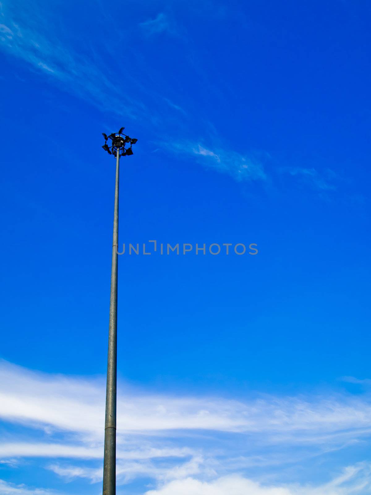 Lamp post with blue sky by gjeerawut