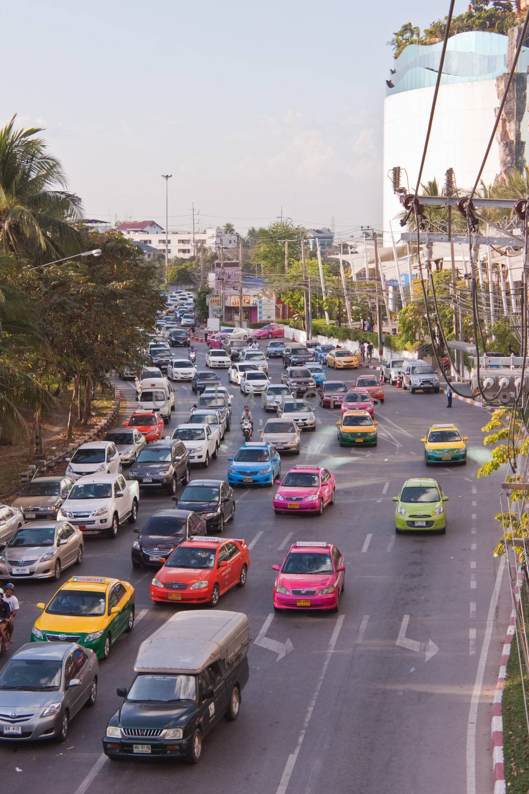 BANGKOK - DEC 23: Daily traffic jam in the afternoon on dec 23, 2012 in Bangkok, Thailand. Traffic jams remains constant problem in Bangkok despite rapid development of public transportation system.