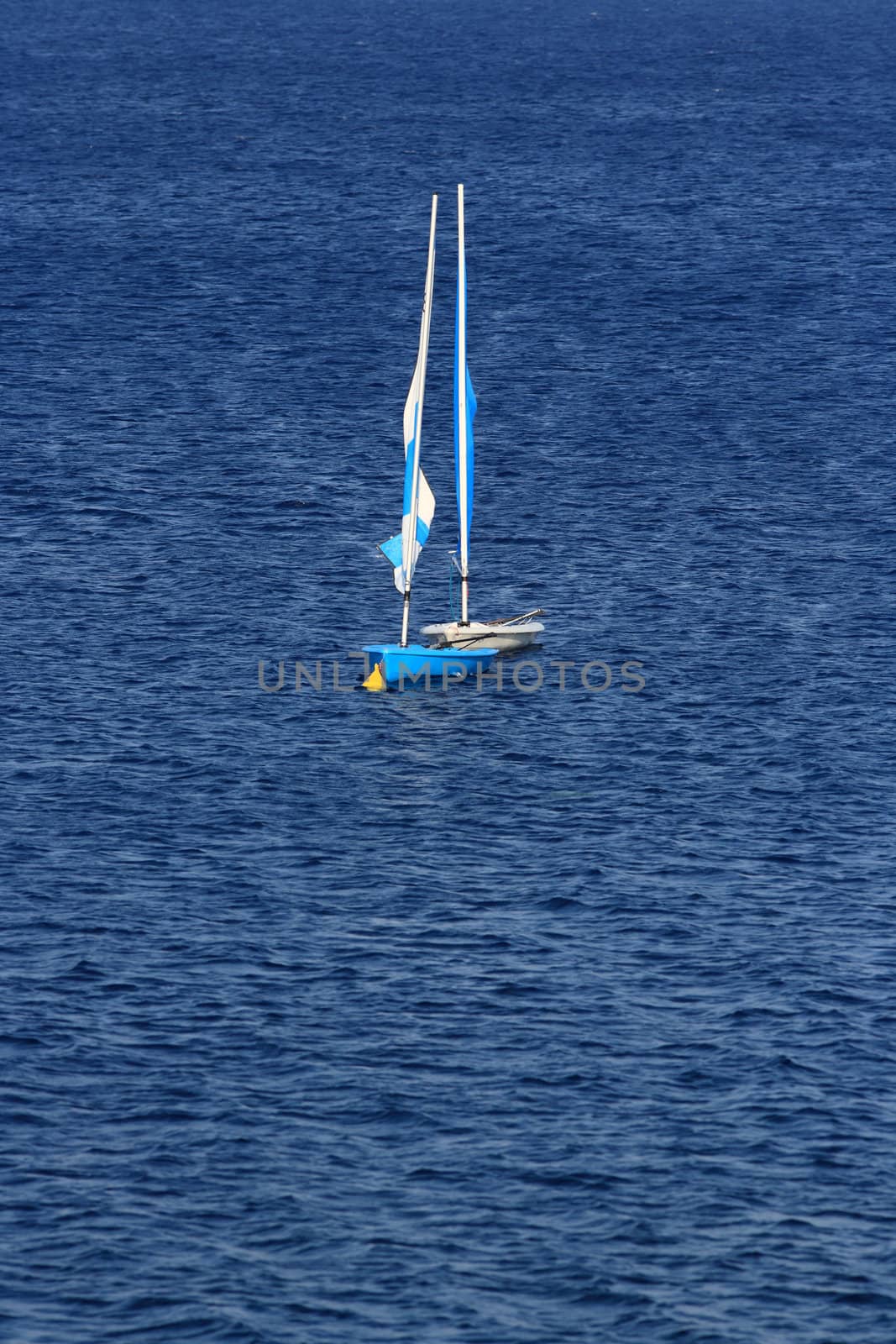 sail boat left in the sea of zante island