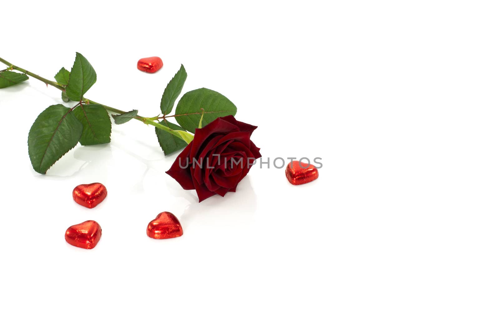 red rose and heart shape chocolate by compuinfoto