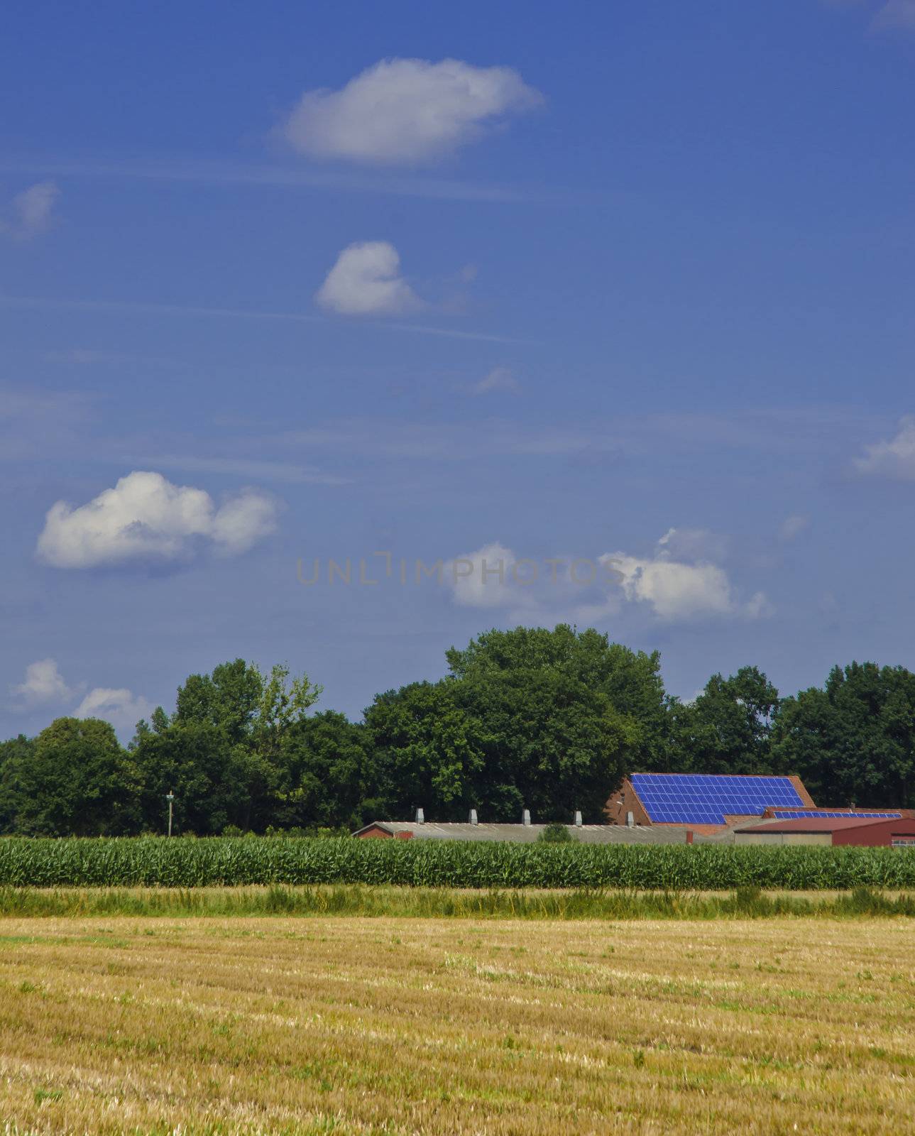 farmhouse with solar modules