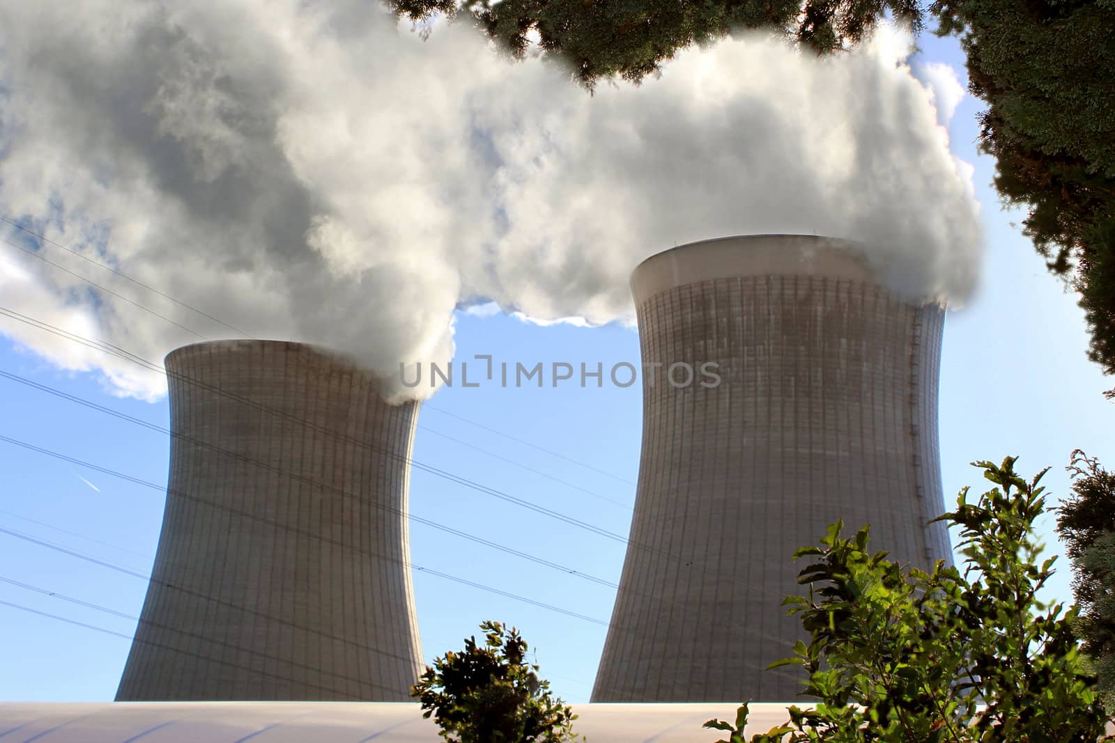 Chimneys of a nuclear power plant for renewable energy