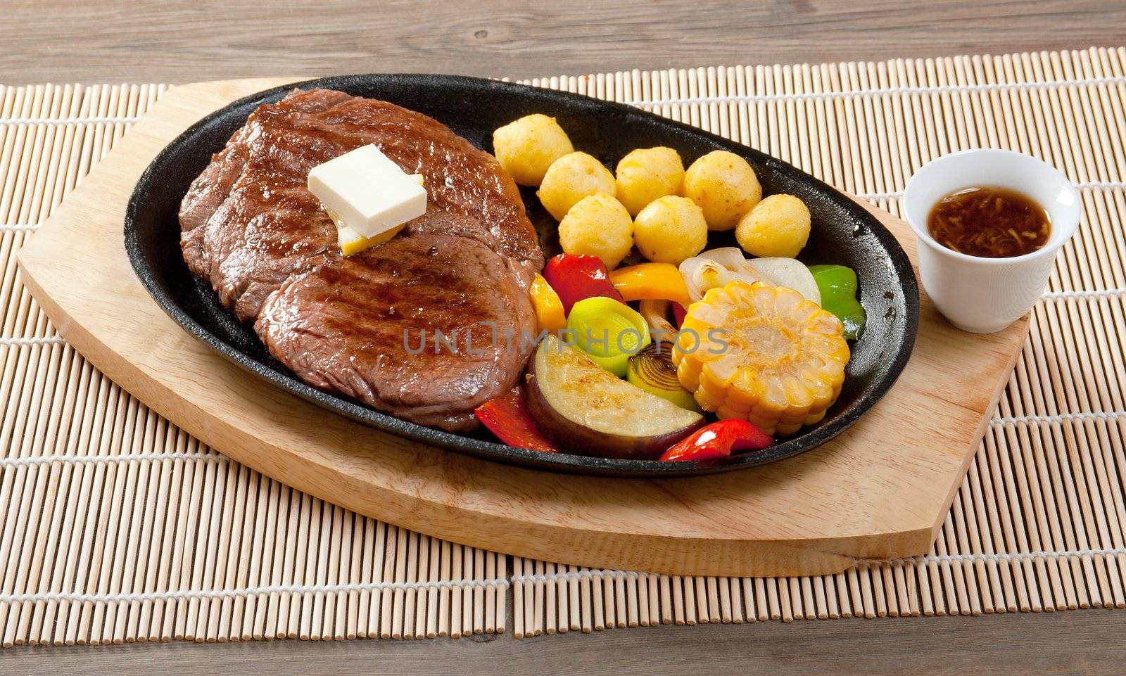 Japanese cuisine .Japanese marbled beef Roast.Japanese Karubi Wagyu Beef 