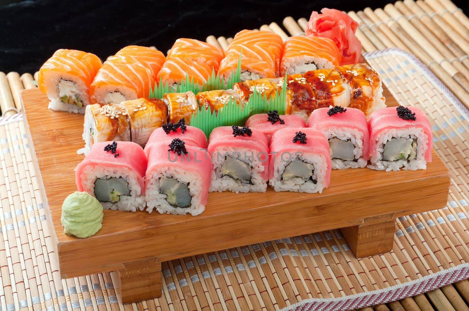 set of japanese sushi. traditional japanese food