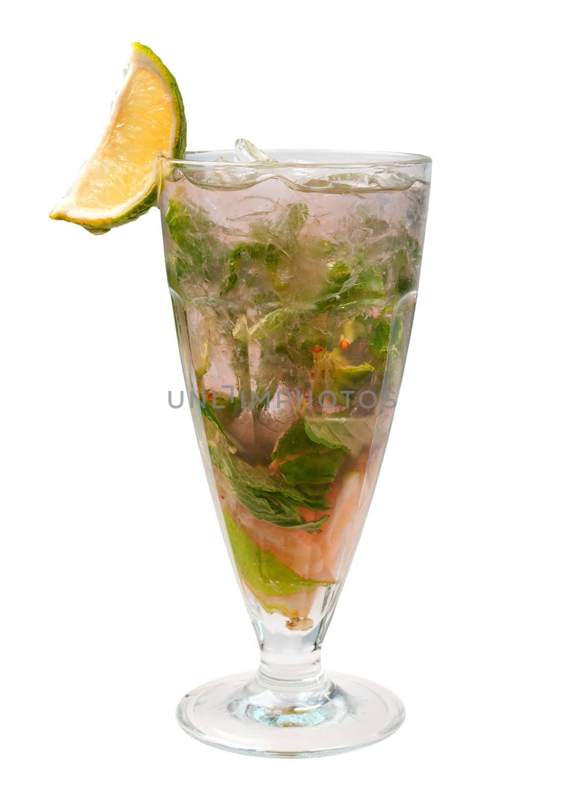 cocktail  closeup isolated on white Mojito 