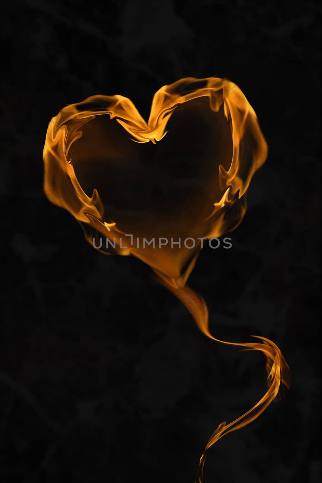 heart created with flames on a black background