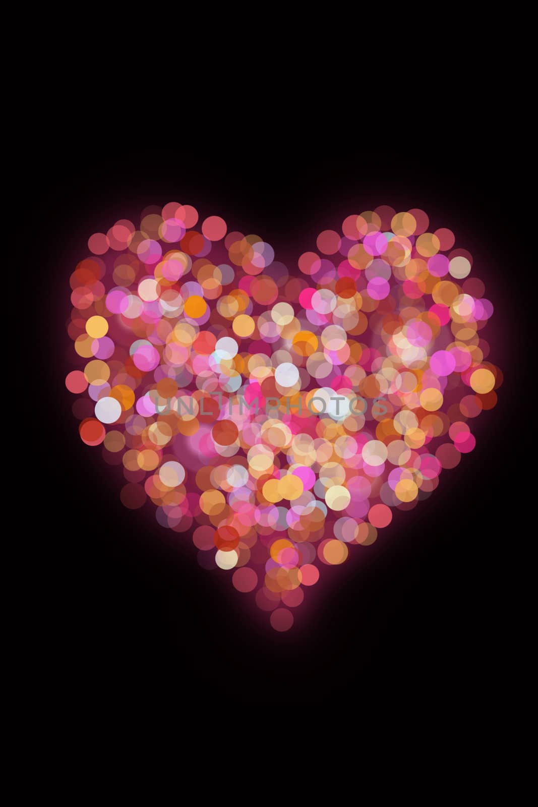 Heart created with different colored circles