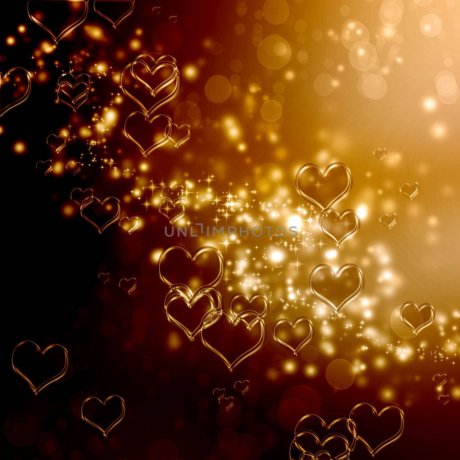 Clear shiny hearts background (gold and brown)