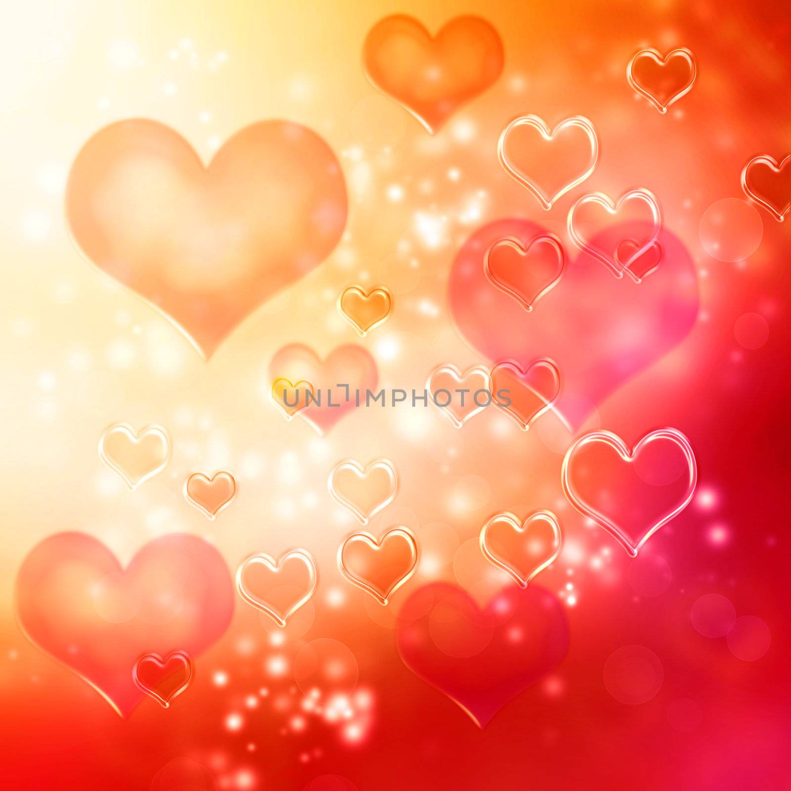 Clear hearts background (red and orange)