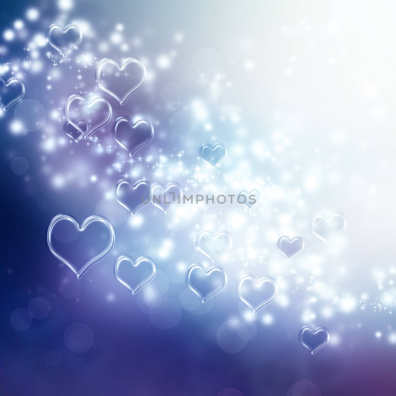 Clear shiny hearts background (purple and blue)