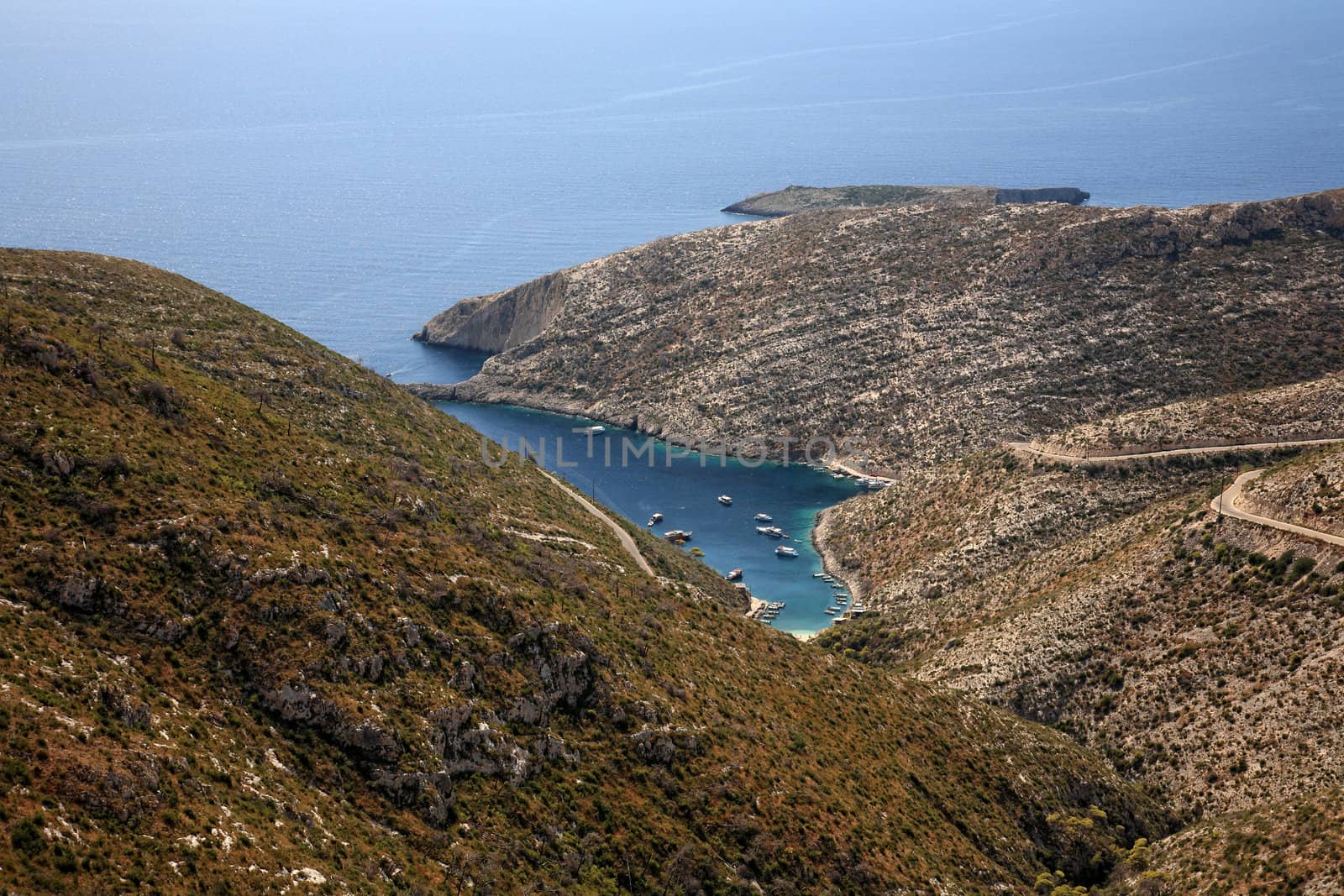 small port between mountains in a greek island