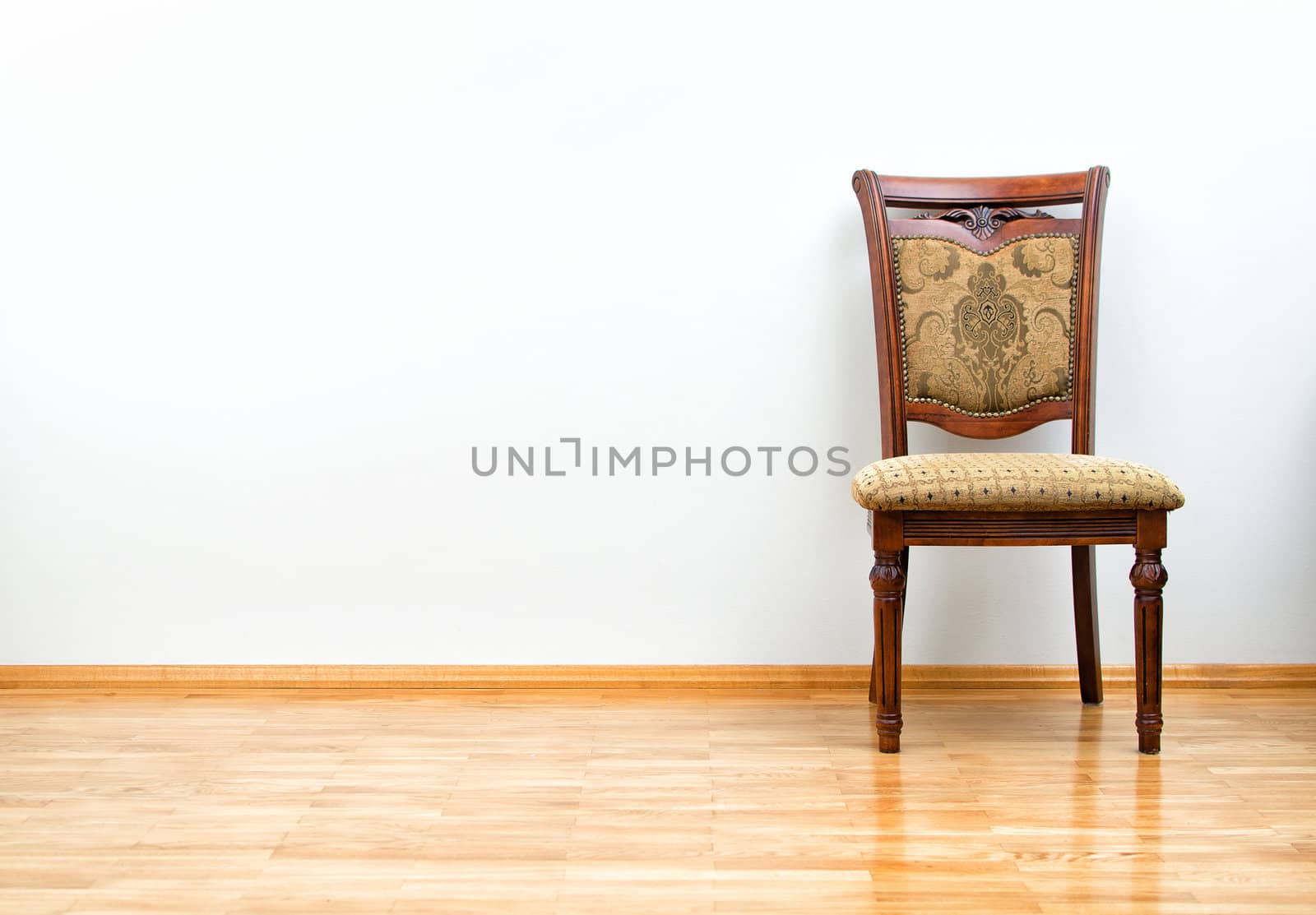 Interior with classic chair on wooden floor by dmitrimaruta