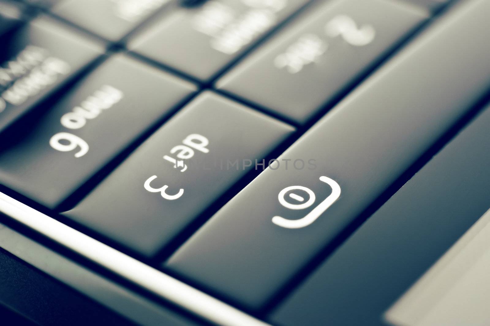 Glass phone button close up in retro style