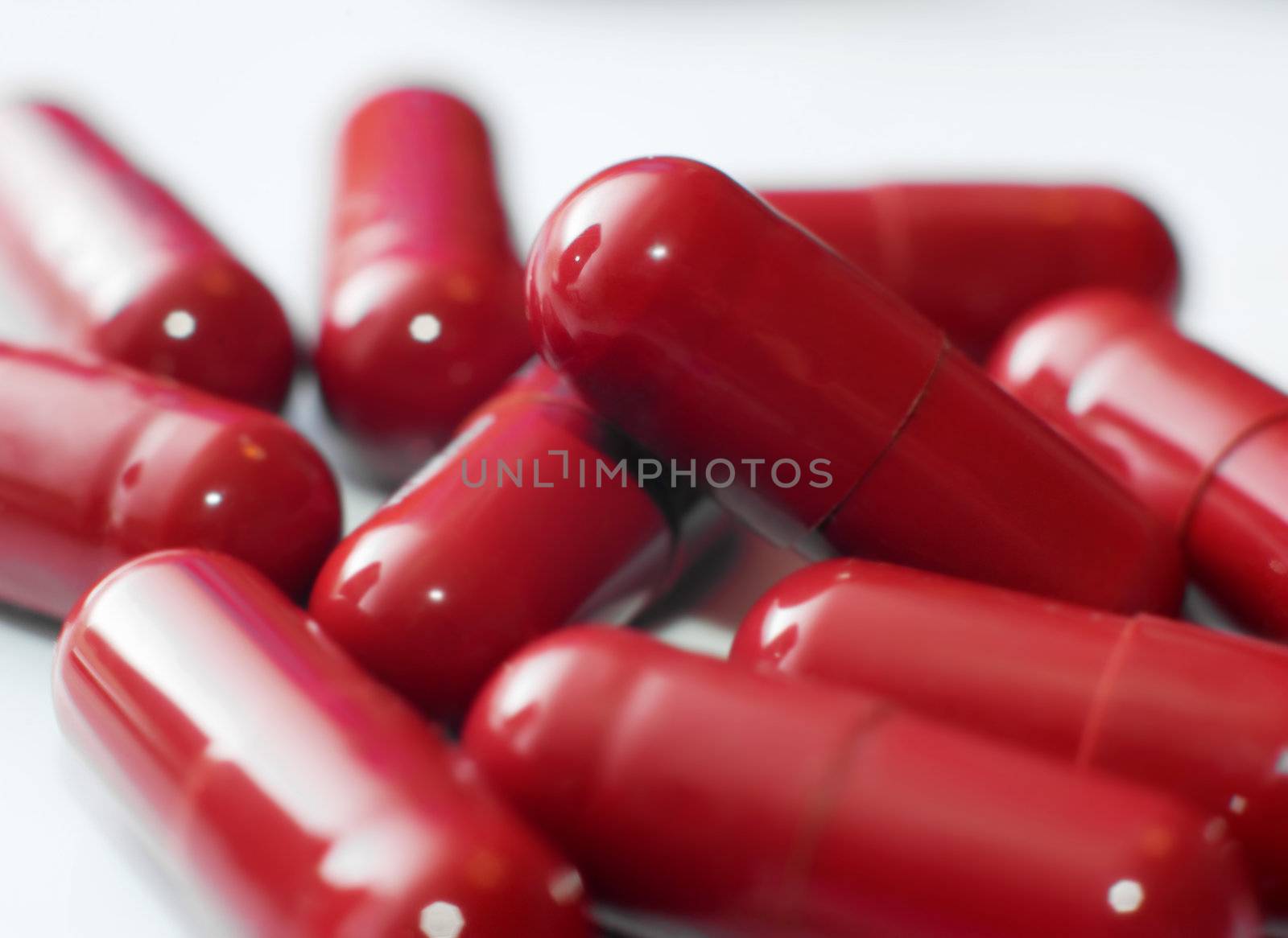 Macro of capsules on light background